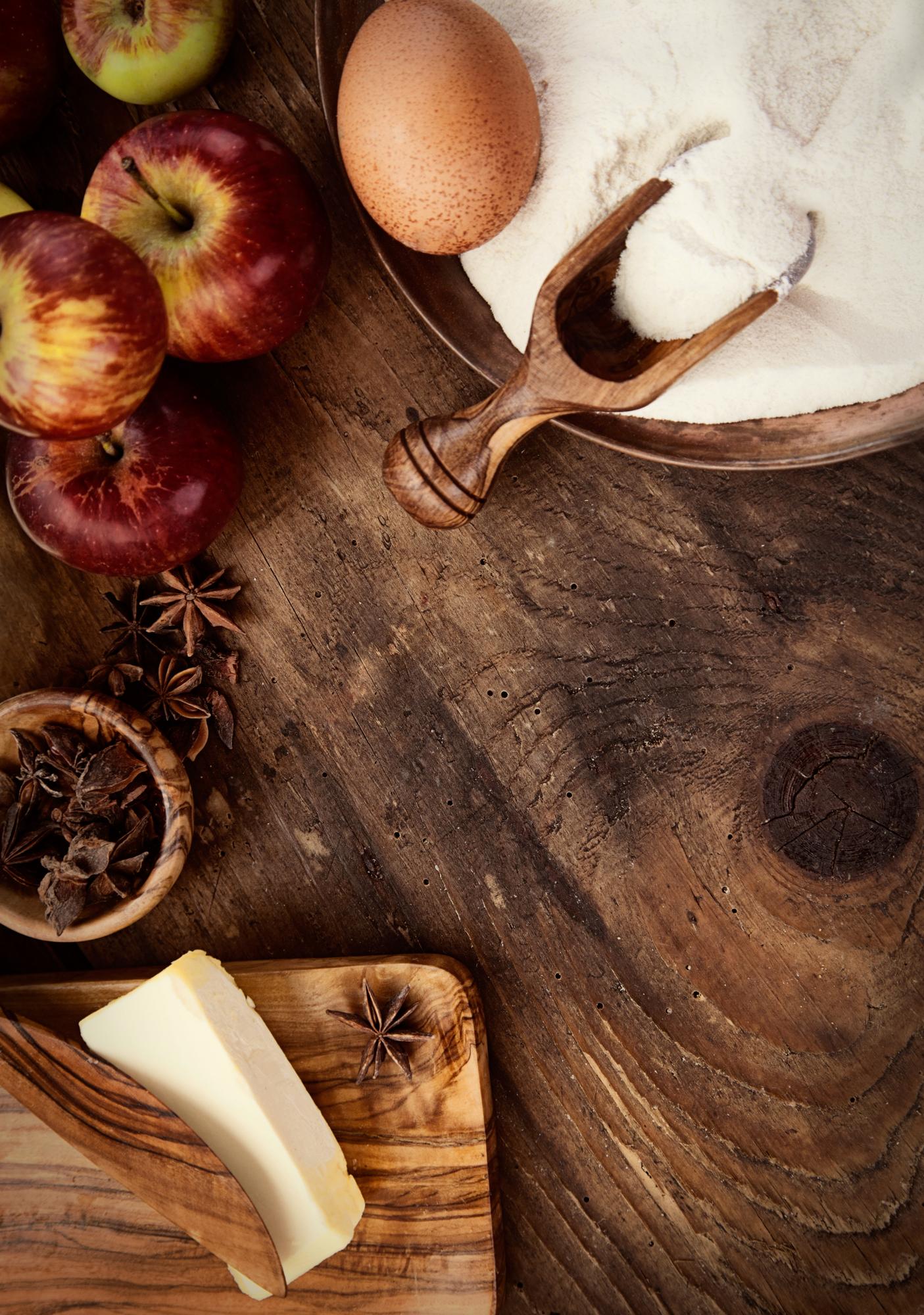 Studio workspace with tools and fresh ingredients
